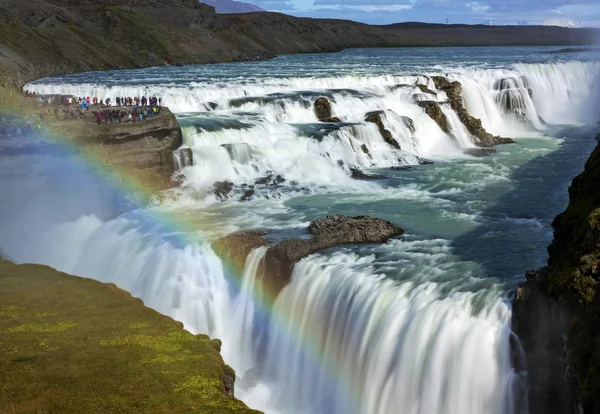 Προβολή Καταρράκτη Gullfoss Στο Φαράγγι Του Ποταμού Hvita Ισλανδία — Φωτογραφία Αρχείου