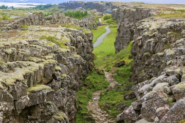 Thingvellir national park Iceland - north american - europe rift clipart
