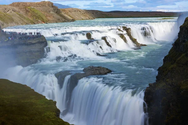 Vista Cascada Gullfoss Cañón Del Río Hvita Iceland — Foto de Stock