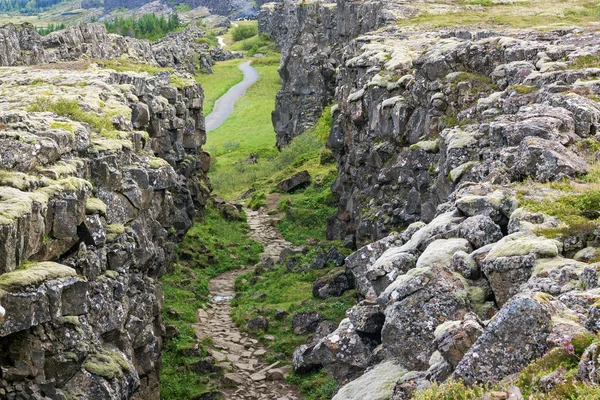 Rift Islandia - north american - Europa park Narodowy Thingvellir — Zdjęcie stockowe