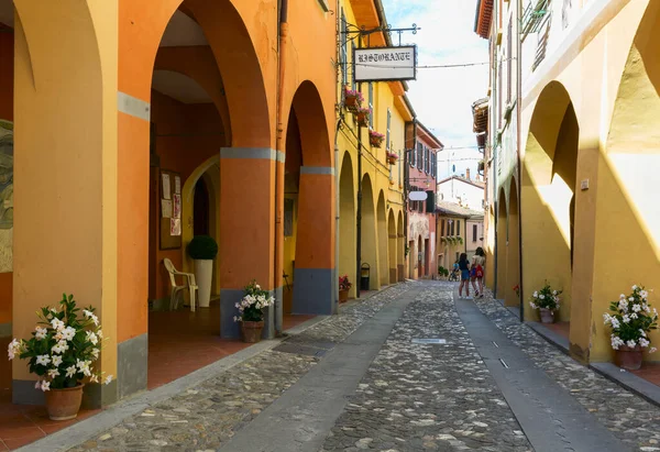 Steady Works Painted Wall Houses Medieval Small Village Dozza Bologna — Stock Photo, Image