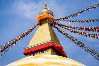 Katmandu, Nepal-Mart 7, 2018: Budist stupa Bodnath, bigg