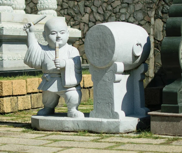 Aziatisch Drummer Standbeeld Buiten Baguashan Tempel Changhua Cit — Stockfoto