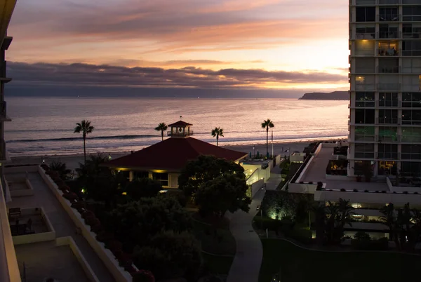 Ηλιοβασίλεμα Κορονάντο Ακτές Σαν Ντιέγκο Καλιφόρνια Δημοφιλές Ξενοδοχείο Γάμο Προορισμός — Φωτογραφία Αρχείου