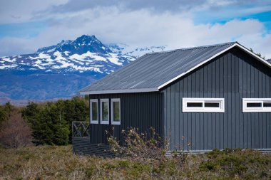 Torres del Paine Ulusal Parkı 'nda Sahne Refugio, Patagonya Chil