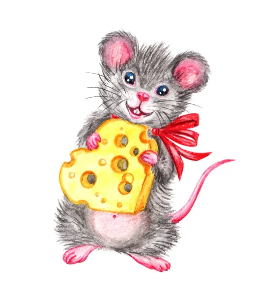Ποντίκι Τυρί Μορφή Της Καρδιάς Ευχετήρια Κάρτα Για Την Ημέρα — Φωτογραφία Αρχείου
