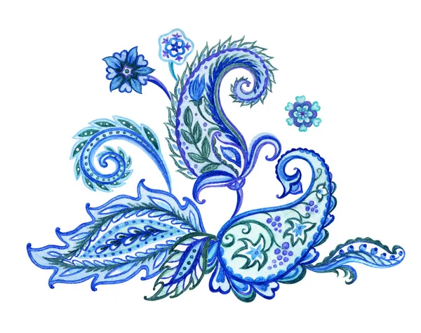 ペイズリー柄 水彩画の分離 白の背景上に描画の花束 — ストック写真