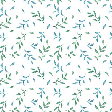 Dal ile Dikişsiz suluboya desen bırakır.