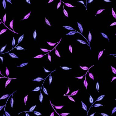 Dal ile Dikişsiz suluboya desen bırakır.