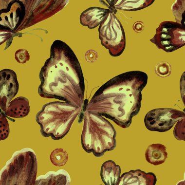 Dekoratif kelebek sorunsuz suluboya desen