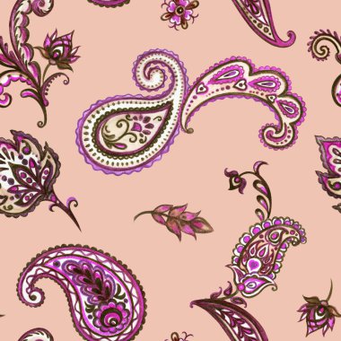 Buta, oryantal desen, desenli, Hint Ulusal süs seamless modeli.