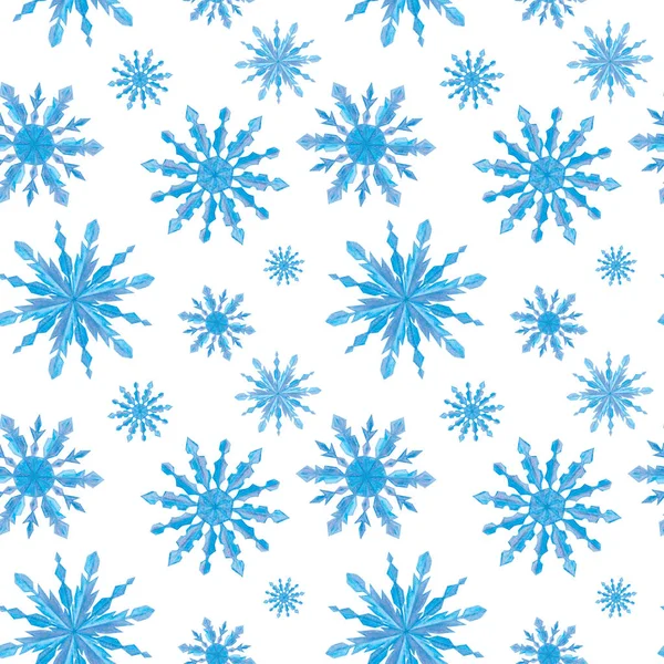Bezproblémové Akvarel Vzorek Sněhových Vloček — Stock fotografie