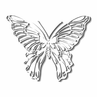 Kelebek, kontur çizim, üç boyutlu siluet.