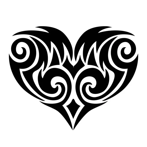 Corazón Estilo Tatuaje Patrón Forma Corazón Encaje Ilustración Vectorial Blanco — Vector de stock