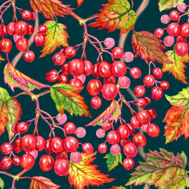 Dikişsiz desen kartopu çilek yeşil bir arka plan, suluboya resim üzerinde. Çilek ile sonbahar arka plan yazdırma için kumaş, çeşitli tasarımlar için arka plan.