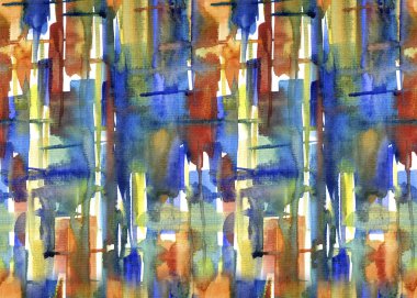 Dikişsiz damalı soyut desen, suluboya illüstrasyon, kumaş ve diğer tasarımlar için çok renkli grafik baskı.