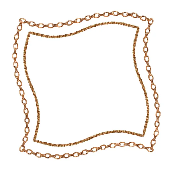 Square Frame Made Chains Watercolor Illustration White Background — Stock Photo, Image