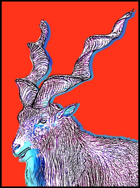 Image Mountain Goat Bright Background Graphics Pop Art Digital Art — Stock Photo, Image