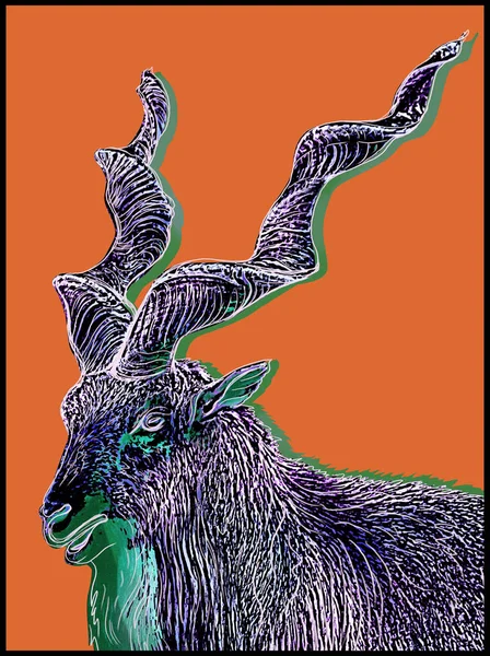 Image Mountain Goat Bright Background Graphics Pop Art Digital Art — Stock Photo, Image