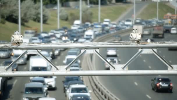 Ufa Luglio Ingorgo Automobilistico Autostrada Una Calda Giornata Estiva Luglio — Video Stock