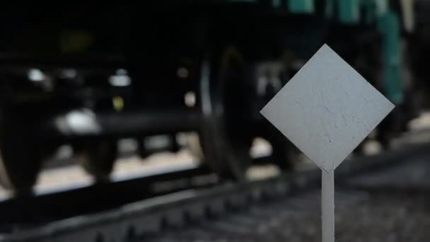 Primo Piano Una Coppia Ruote Carrello Ruote Treno Ferroviario Merci — Video Stock