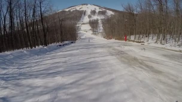 Ishimbay Russland März Skifahren Skifahren Snowboarden Shikhan Komplex Toratau März — Stockvideo