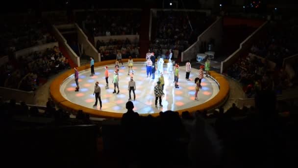 Ufa Rusia Diciembre 2014 Actuación Circo Ufa Artistas Acróbatas Animales — Vídeo de stock