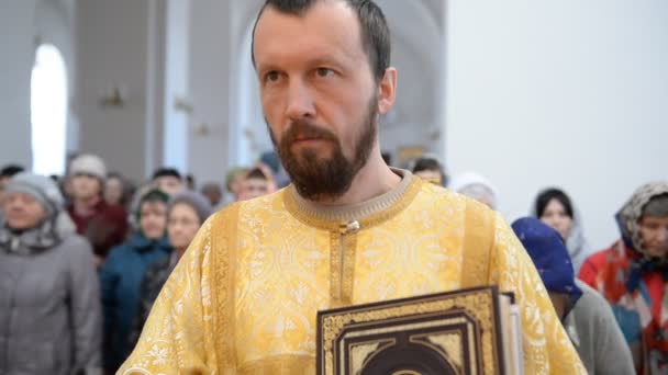 Birsk Rusland April 2019 Liturgie Russisch Orthodoxe Kerk Priesters Religieuze — Stockvideo