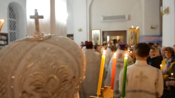 Birsk Rusia Abril 2019 Liturgia Pascua Iglesia Ortodoxa Rusa Sacerdotes — Vídeo de stock