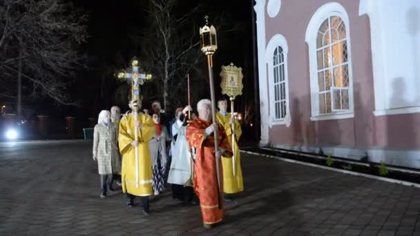 Birsk Rusia Abril 2019 Liturgia Pascua Iglesia Ortodoxa Rusa Sacerdotes — Vídeo de stock