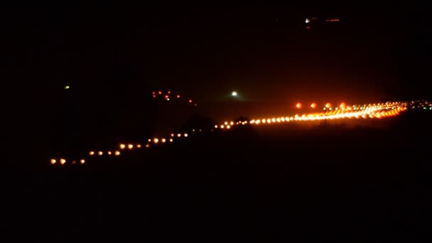 Feux Piste Atterrissage Nocturne Gros Avion Aéroport — Video