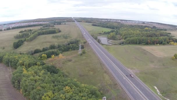 Blick Von Oben Autobahn Autobahn Moskau Ufa — Stockvideo