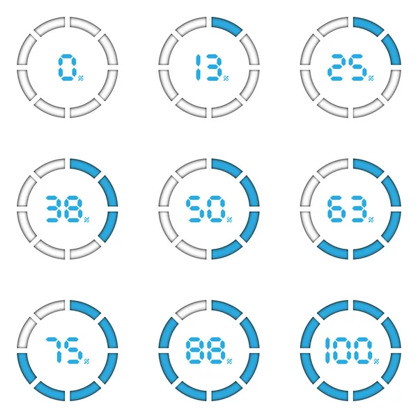 Negen Status Van Download Vooruitgang Blauwe Streep Met Witte Cirkel — Stockvector