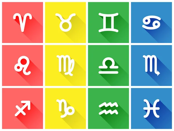 Tierkreis Horoskop Zeichen Symbol Flaches Symbol Mit Langem Schatten Für — Stockvektor