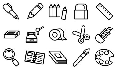 Beyaz arka plan üzerinde çeşitli ileti örneği simgesinin basit anahat