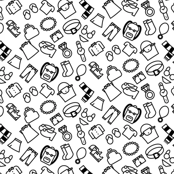 Basit model arka plan anahat beyaz arka plan üzerinde çeşitli giysiler simgesinin