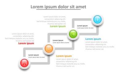 Web sitesi tanıtım kapak poster vektör tasarım Infographic illüstrasyon kavramı için sıra üzerinde dört konular 3d renkli mermer daire