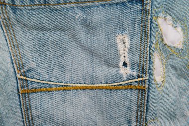 Tasarım konsepti için açık mavi kot pantolon cebini kapat