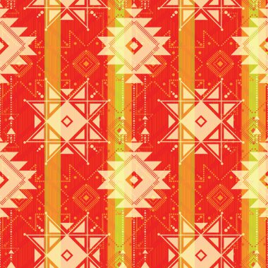 Kırmızı kabile seamless modeli, Aztek ilham, geometrik arka plan