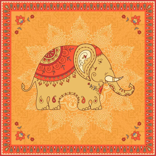 Indischer Elefant Ornamentales Design — Stockvektor