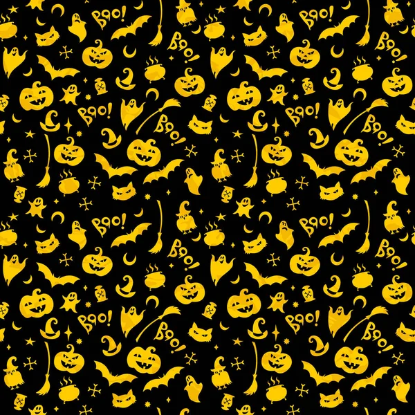 Traditional Halloween Seamless Pattern Black Orange — Stock Vector