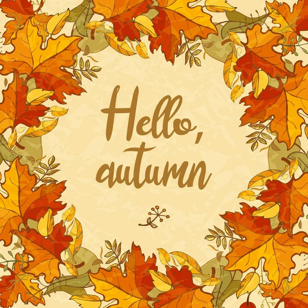 Привет Осень Цветной Текстурированный Фон Кленовых Листьев Пусть Дизайна — стоковый вектор