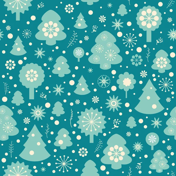 Zima Tle Kreskówka Las Boże Narodzenie Nowy Rok Wzór — Wektor stockowy