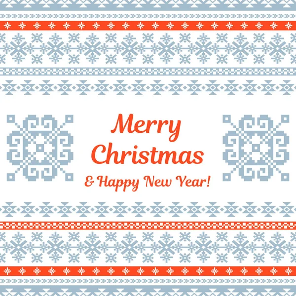 Merry Christmas Happy New Year Traditional Nordic Knitted Background — ストックベクタ