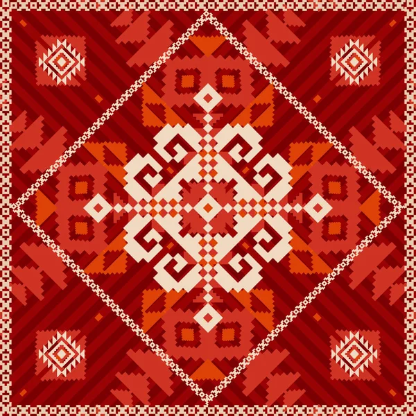 Abstract Design Ethnic Style Stylized Snowflake Red Geometric Background — Stock Vector