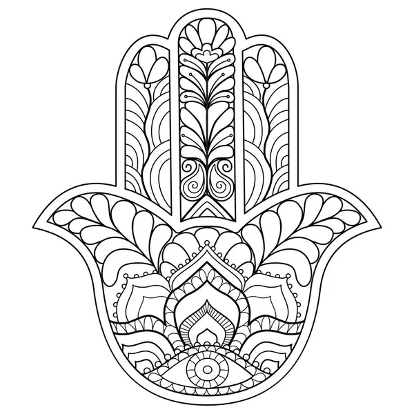 Hamsa-Symbol in schwarz und weiß — Stockvektor