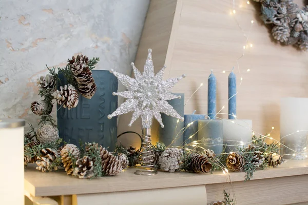 Christmas Christmas Decorations Het Interieur Van Kerst Avond Kerst Ster — Stockfoto