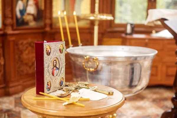 Церкви Крещение Младенца Обряд Крещения Иконы Храме — стоковое фото