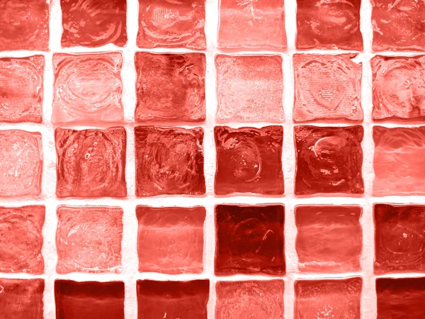 Color Year 2019 Living Coral Bright Mosaic Texture Tiles — Stock Photo, Image