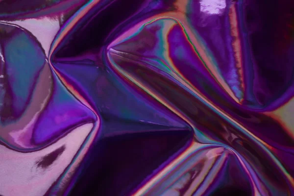 Голографический Яркий Радужный Многоцветный Реальный Скомканный Текстурный Фон — стоковое фото